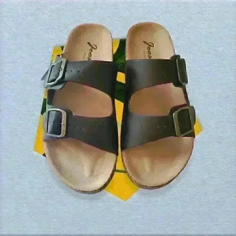 Jeossy Women's Two Buckle Slides Sandals Adjustable Summer Shoe